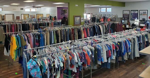 Large selection of women's, men's and children's clothing