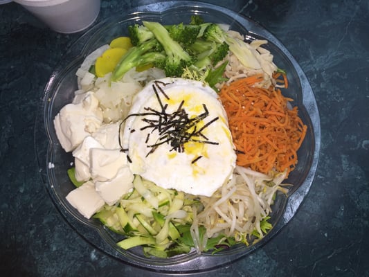 Tofu bi bim bop with soba (you can ask for extra spicy sauce).