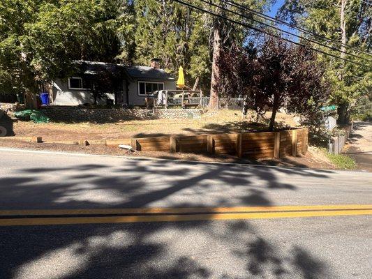 Wood retaining wall