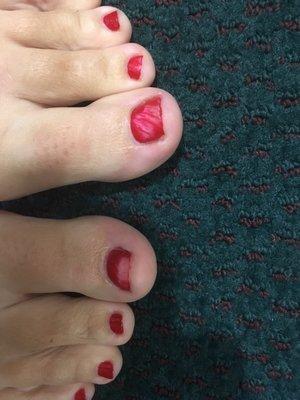 Approximately 2 1/2 hours after my pedicure... :-(