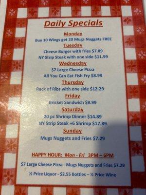 Daily specials