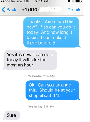 Text from them that it was a new glass, which was not. So why the price change.