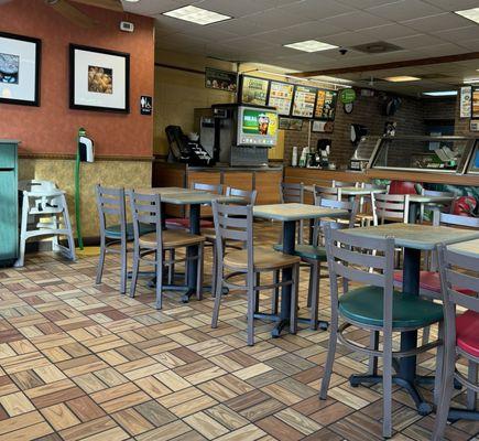 Sitting area, drink machine, and cash register