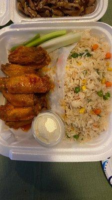 Wings and fried rice