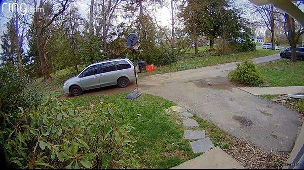 Again, driving on our front lawn!