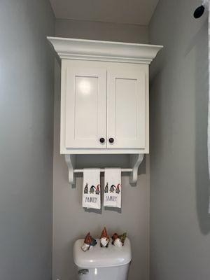 Bathroom cabinet with towel rod!  Amazing!