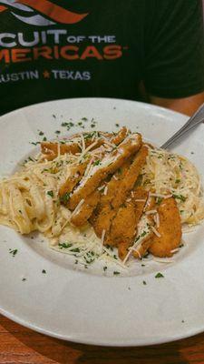 Fettuccine Alfredo With Breaded Chicken