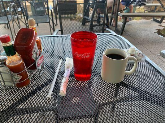 Patio dining. It's still comfortable, temp wise, in the mornings.