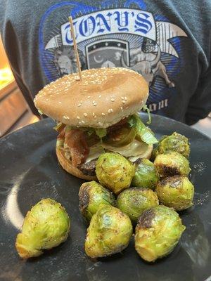 Diablo Burger with Brussel Sprouts