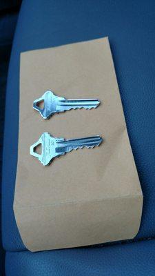 Had two house keys made for my kids. Fast service! Thank you!