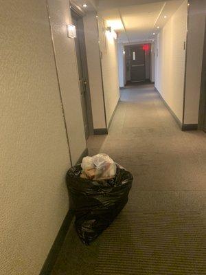 Garbage in the hallway for several hours