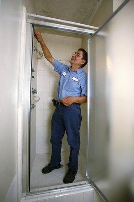 Professional installation; shower doors, mirrors & glass shelves