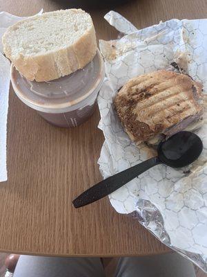 Pastrami Reuben and minestrone soup and sandwich.