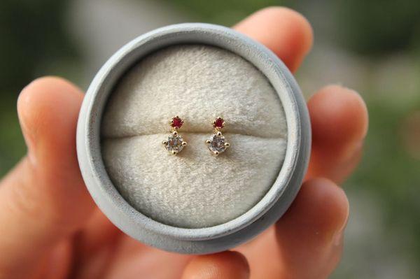 Nice little ruby and diamond earrings