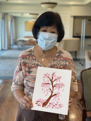 Cherry Blossom painting activity.