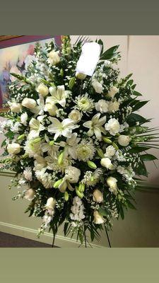 Beautiful floral arrangement sent to funeral home