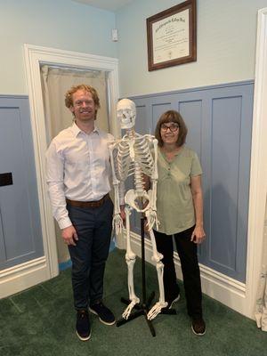 Posing with the teaching prop I call (the guy). Cody has used it to show how my positioning/posture affects the kinetic chain.