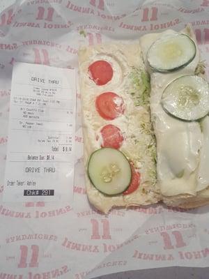 Clearly says no mayo on the receipt yet there's mayo on the sandwich, plus there's not even vinegrette.