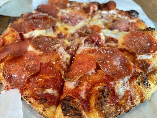 Craft your own pie -  8" pepperoni with thick and chewy crust.