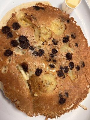 Banana chocolate chip pancakes