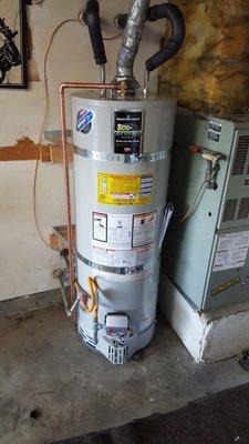 Installation of 50 gal Eco-Defender gas water heater