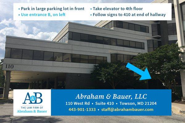 Find The Law Firm of Abraham & Bauer in Towson, MD