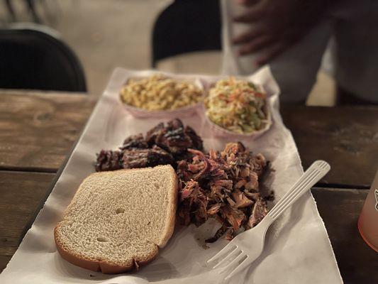 Pulled pork, burnt tips