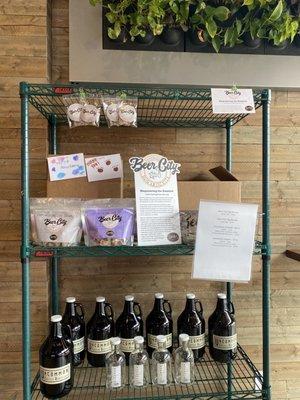 Take home some of their on-tap nitro coffee or kombucha! Also, some doggie biscuits from Founders.