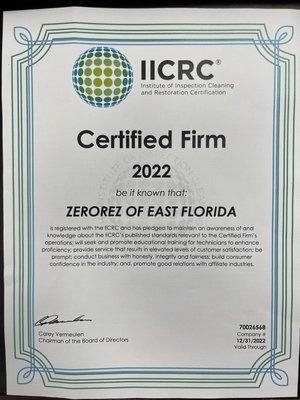 We are an IICRC Certified Firm!