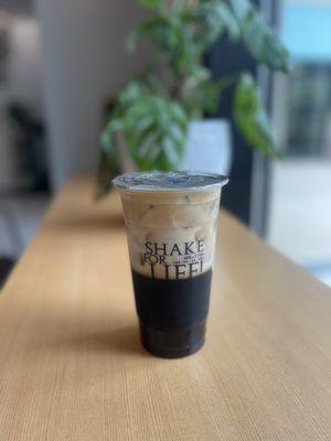 Brown sugar coffee latte with brown sugar boba