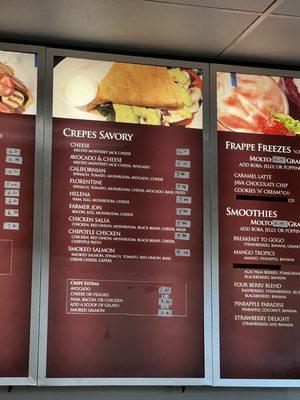 Savory crepes menu