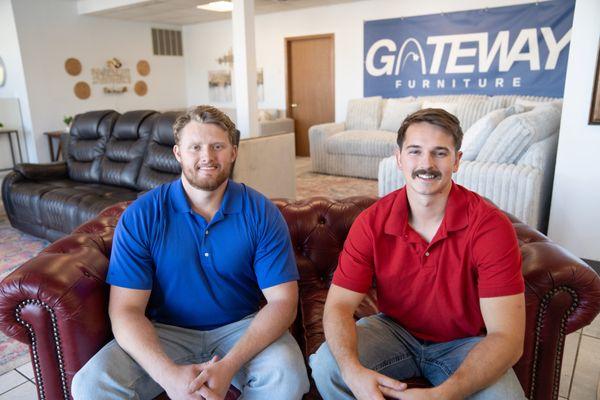 Brennan and Tyler, the owners of Gateway Furniture.