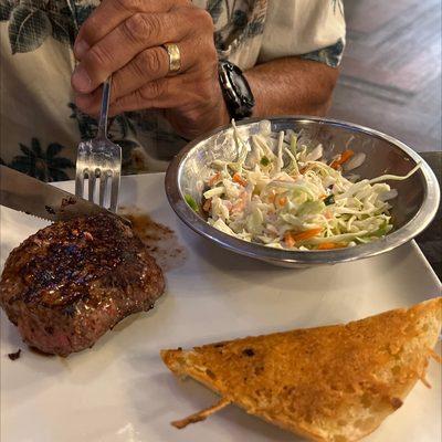 Sirloin steak, came with 2 sides