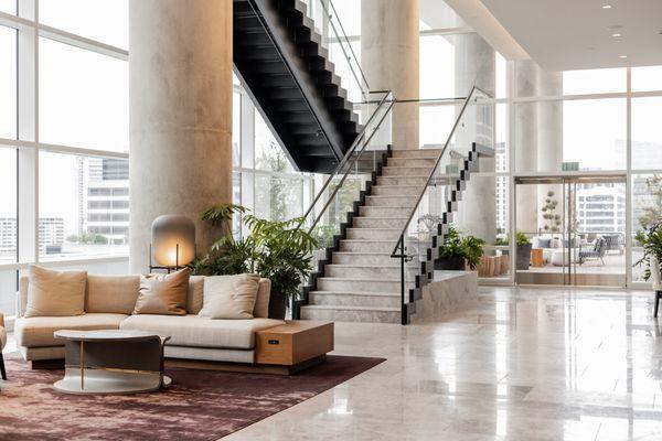 Bright and airy sky lobby