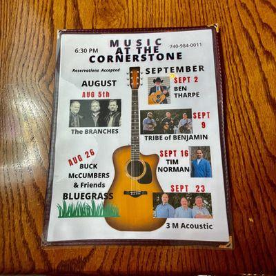 Cornerstone Inn Restaurant Band Advertisement