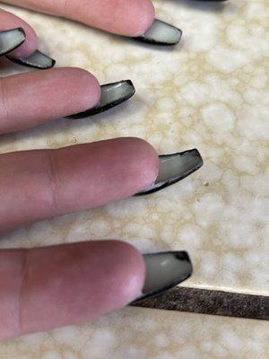 Again black underneath the fingernails and white on the sides. How is that a good job?