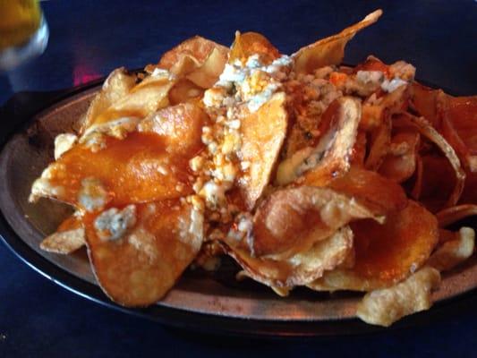 Housemade chips with buffalo sauce and fresh blue cheese. Amazing.