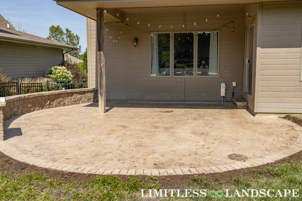 Flagstone patio, with retaining / seating wall