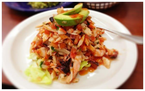 mixed seafood tostada