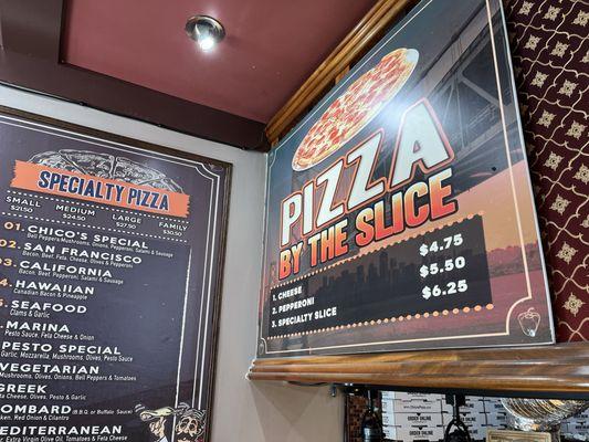 Pizza menu