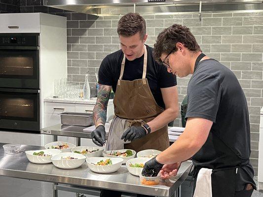 Tim and Ryan preparing our salads.