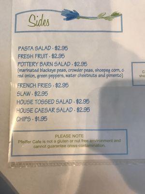 menu side options