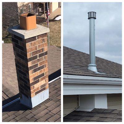 B-VENT Installation and Brick Chimney Removal