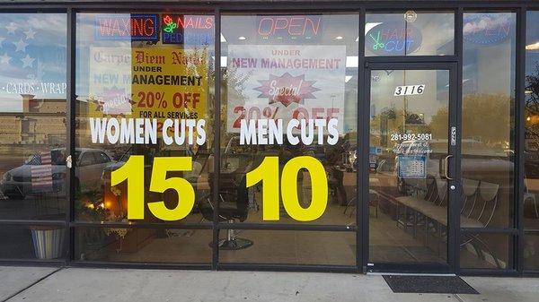 Now, men's and women's haircut/color/perm/highlights/waxing is available.