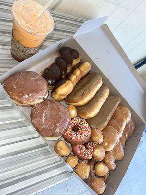 Thai iced tea & a dozen donuts