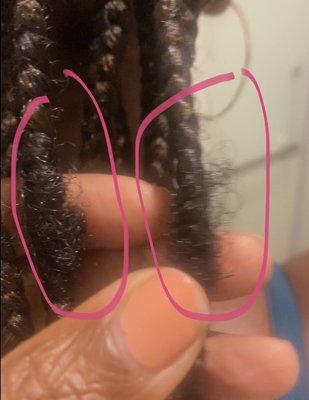 ends of hair coming out of braid