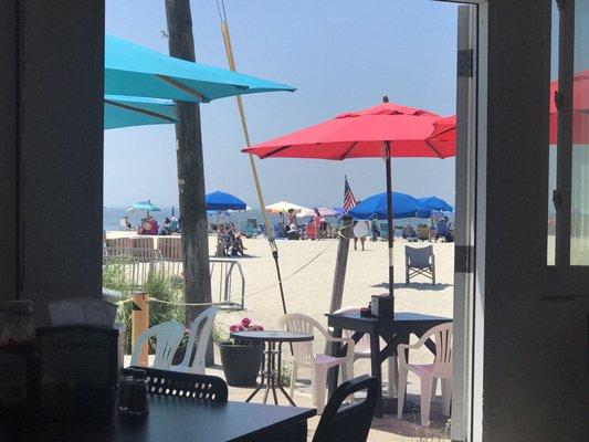 Beach view from our table