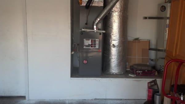 pictured is a rheem 14 seer furnace and upflow coil