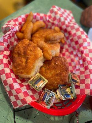 Biscuits and hush puppies