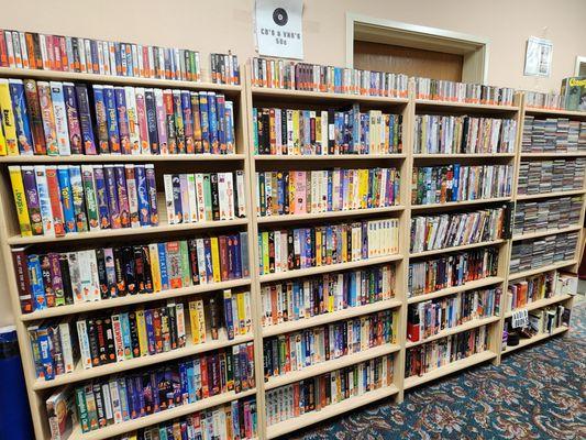 DVDs, CD, VHS tapes and audiobooks.